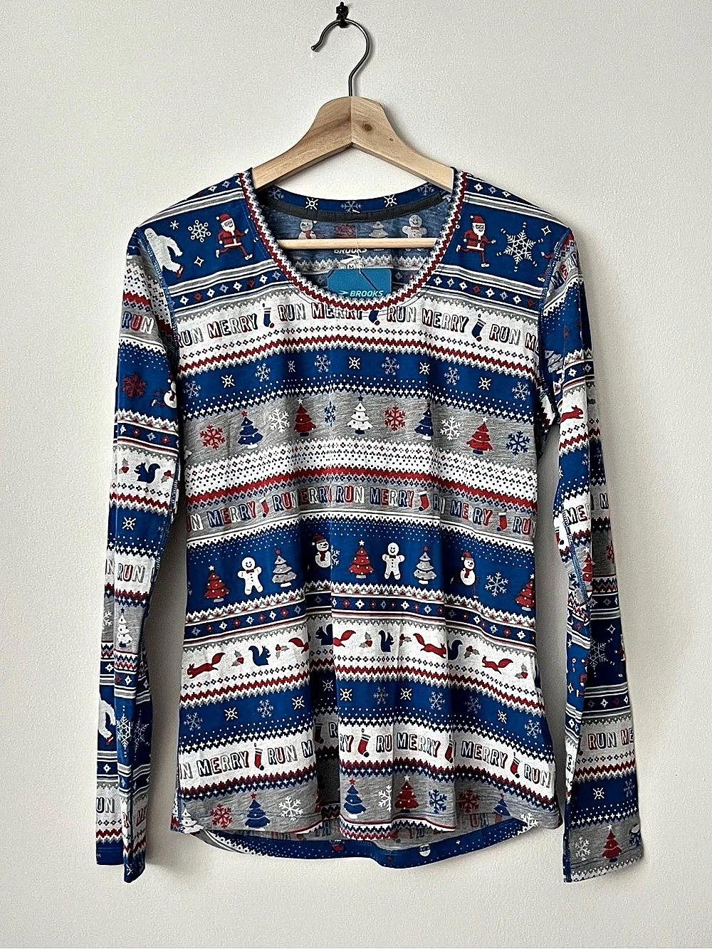NWT Brooks Women's Run Merry Shirt Long Sleeve Size M Quick Drying Holiday Xmas